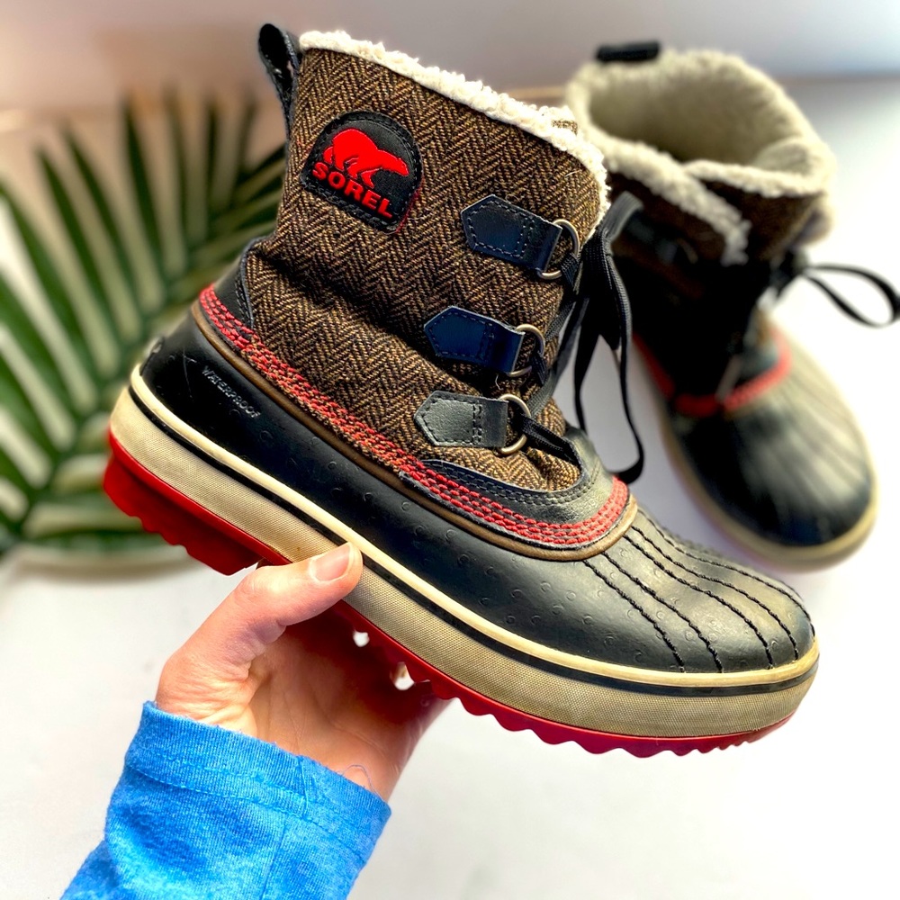 Sorel Tivoli Herringbone Winter Boots Size 7